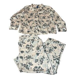 Silky semi sheer light pink PJs, black floral, Apt 9, XXL